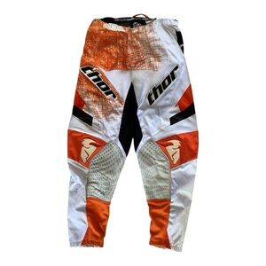 Thor Motocross Pants Size 34 MX Racing Gear White Orange Black Off-Road